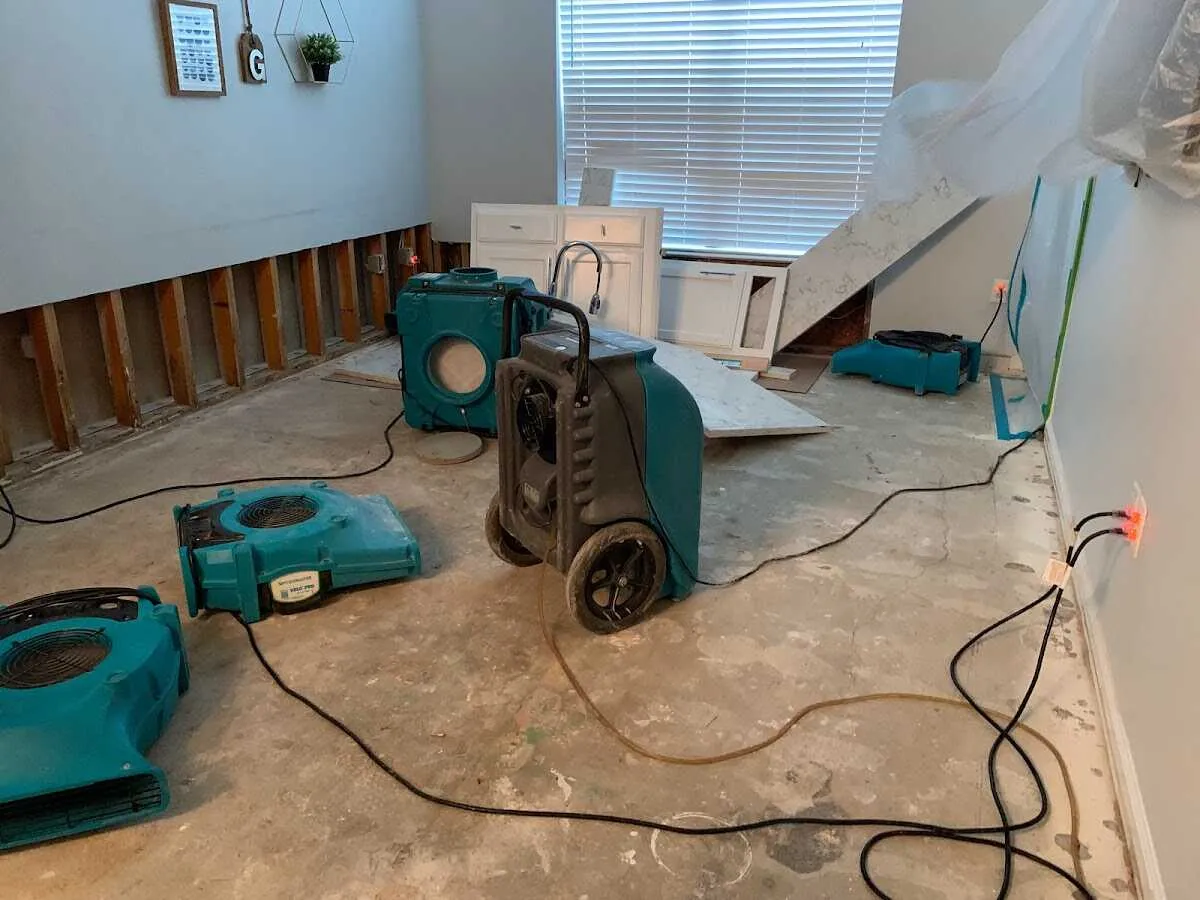 Dehumidifier in flood-cut room for Water Damage Restoration in Casas Adobes